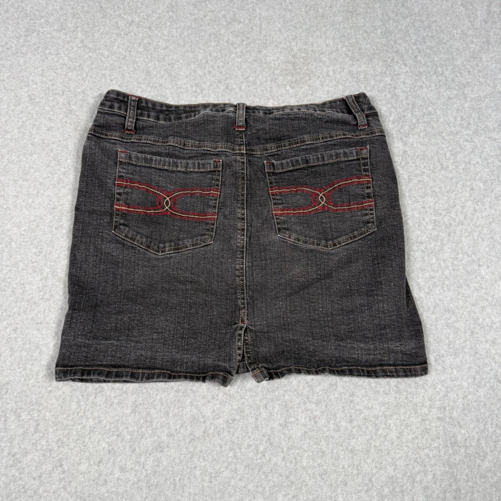 Vintage Y2K Mall Goth No Boundaries Gray Denim Mini Skirt Contrast Stitch 11